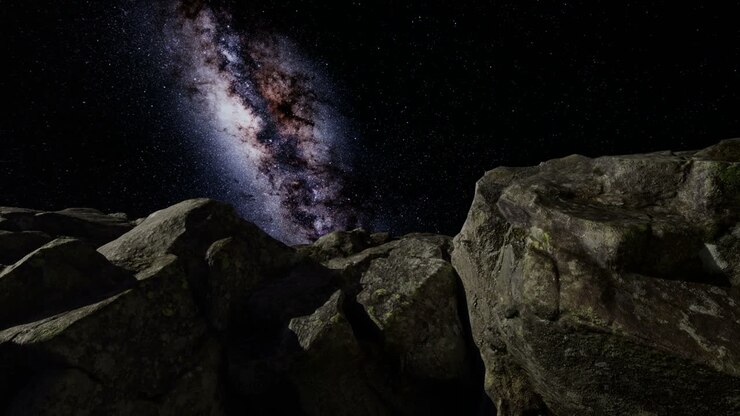 4K Astrophotography star trails over sandstone canyon walls.