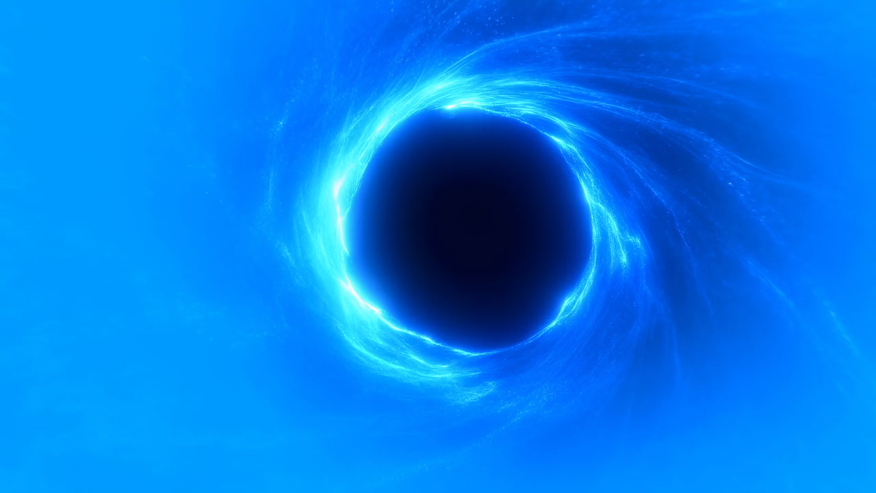 Blue Vortex Swirling Around Blackhole Center, Luminous Plasma Ring And Starless Void Core Create Dramatic
