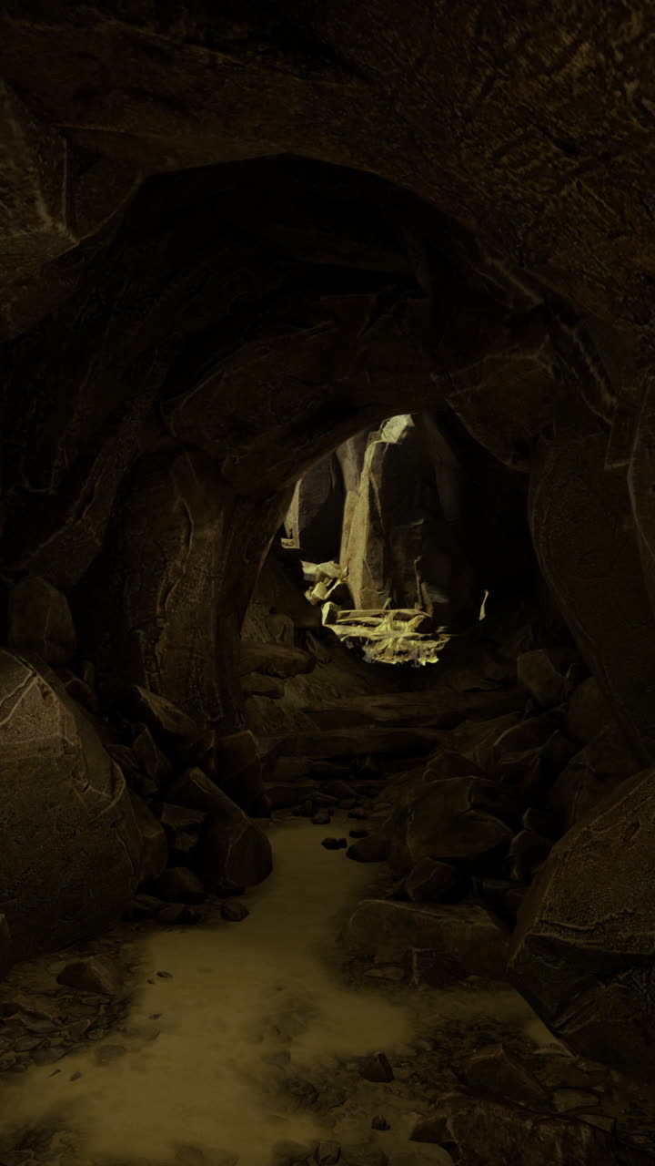 Esplorare una grotta misteriosa con formazioni rocciose e ombre uniche