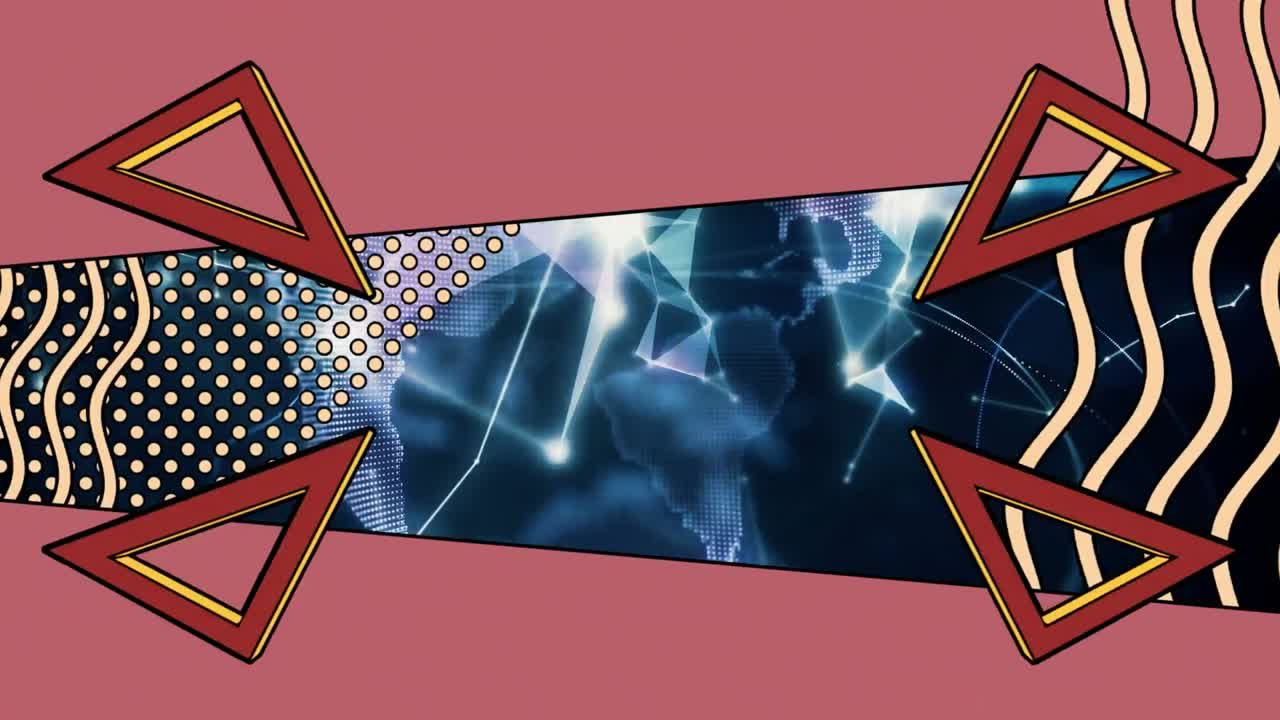 연결 네트워크와 함께 추상적인 레트로 모양의 애니메이션