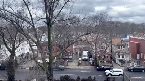 slow motion shot of various residential areas in victorian brooklyn