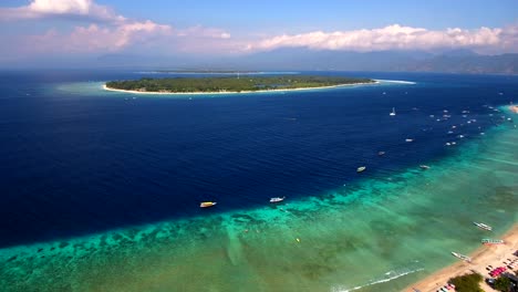 aerial view of tropical reef coast line up above from a drone in 4k, rotating view