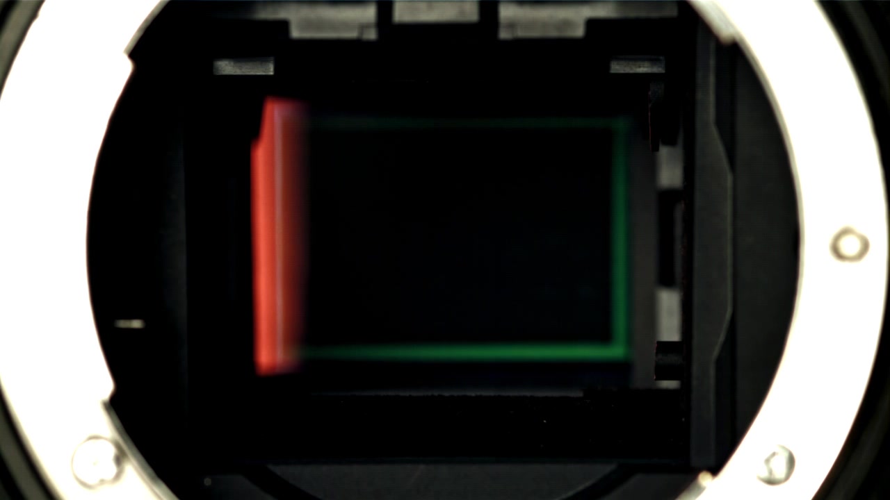 Close Up View of a Digital Camera Shutter Opening and Closing