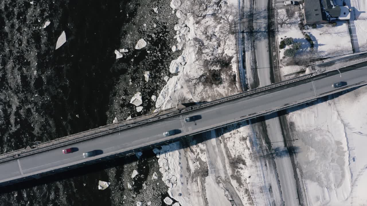 4k 겨울 강 brigde 빙산 조감도 sequence_001