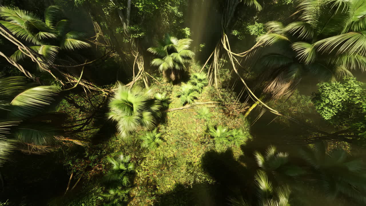 una vista aérea de una exuberante selva tropical