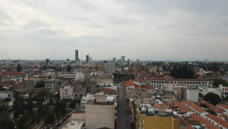 Drone-footage-of-North-Cyprus's-historic-city-on-an-overcast-day