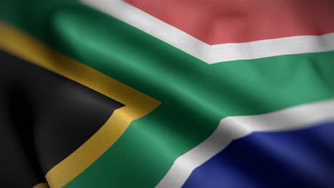 angled view of the south african flag flapping in hd