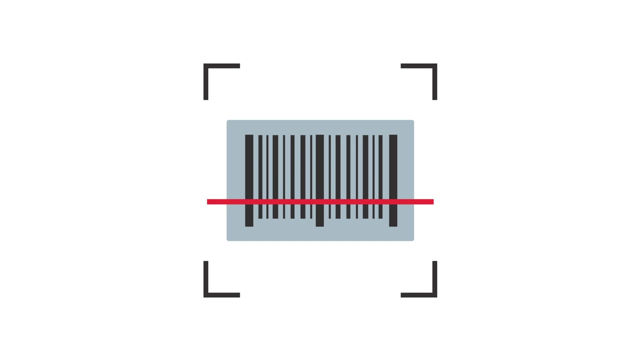 Digital Barcode Scanning Animation with Red Line and Green Frame