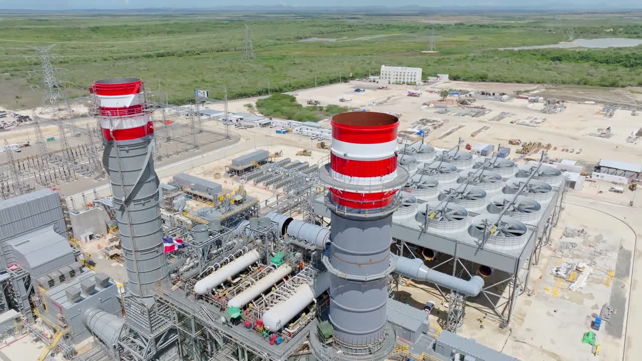 Drone view of 2000 energy power plant in Mazanillo, Dominican Republic
