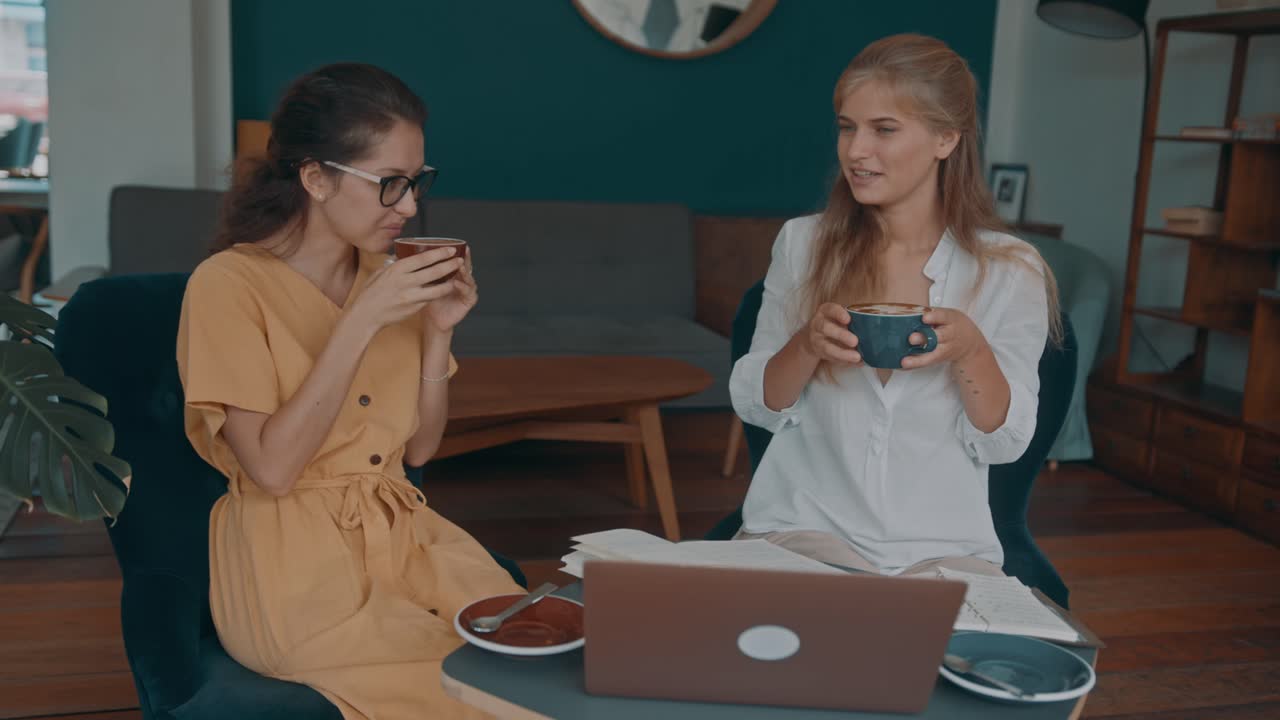 Two Women Having a Coffee Meeting