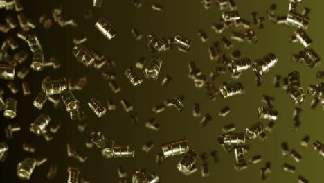 volando muchos tambores de combustible viejos en fondo marrón. industria química, barriles de metal. animación 3d del tanque de petróleo girando. animación de bucle.