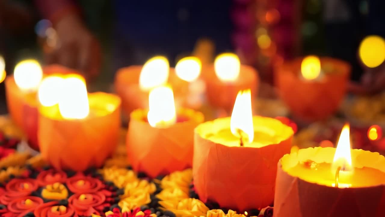 primer plano de las velas encendidas