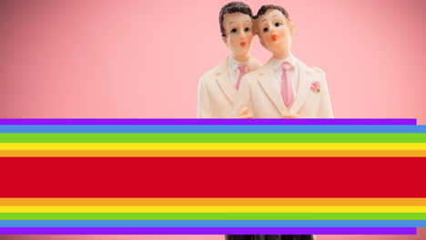 animación de la bandera del arco iris sobre la figura de una pareja gay
