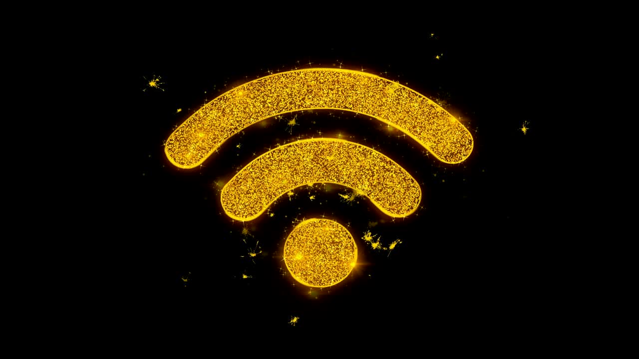 el icono de la señal de conexión wifi emite partículas sobre un fondo negro.
