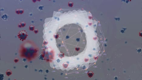 animación de círculos abstractos que giran amidas coronavirus en la interfaz digital