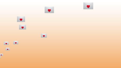 Animación-Digital-De-Corazón-Rojo-En-El-Icono-De-Mensaje-Flotando-Sobre-Fondo-Degradado
