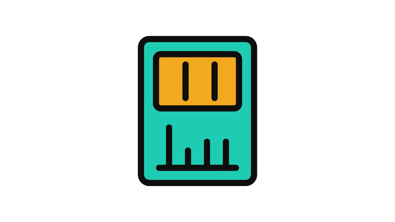 Animated Mobile Device Icon with Video Player and Audio Bars