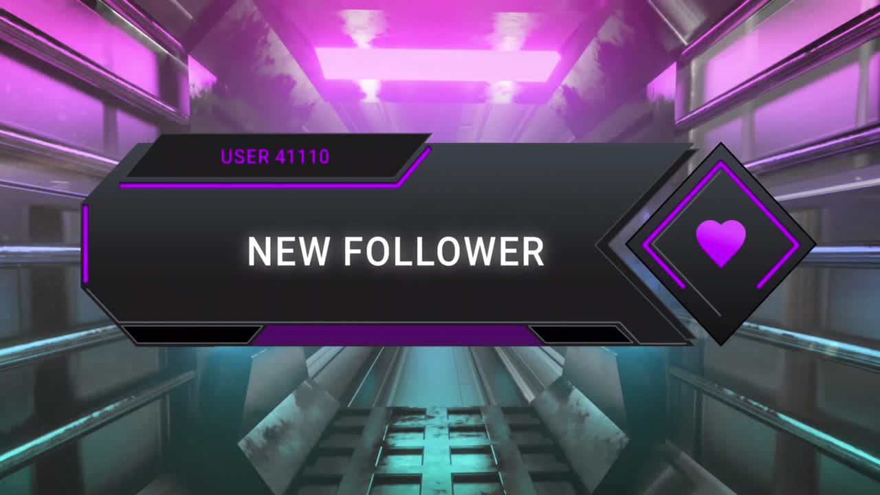 animación de iconos y textos de las redes sociales sobre el túnel