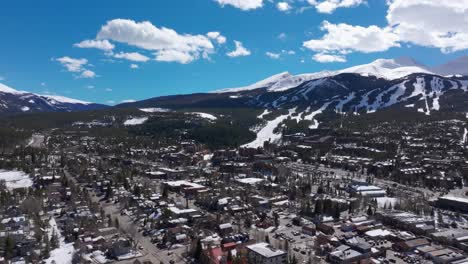 Drone-aerial-view-of-Breckenridge-ski-resort-and-downtown-in-the-winter