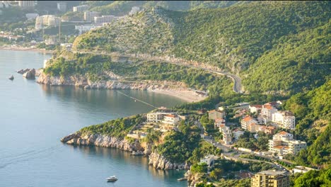 Sonnenuntergang-Mit-Blick-Auf-Die-Küste-In-Montenegro-In-Der-Nähe-Von-Sveti-Stefan