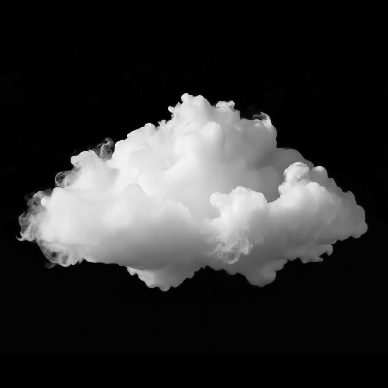 White big cloud animation isolated asset, transparent 4K video, alpha channel, ProRes 4444