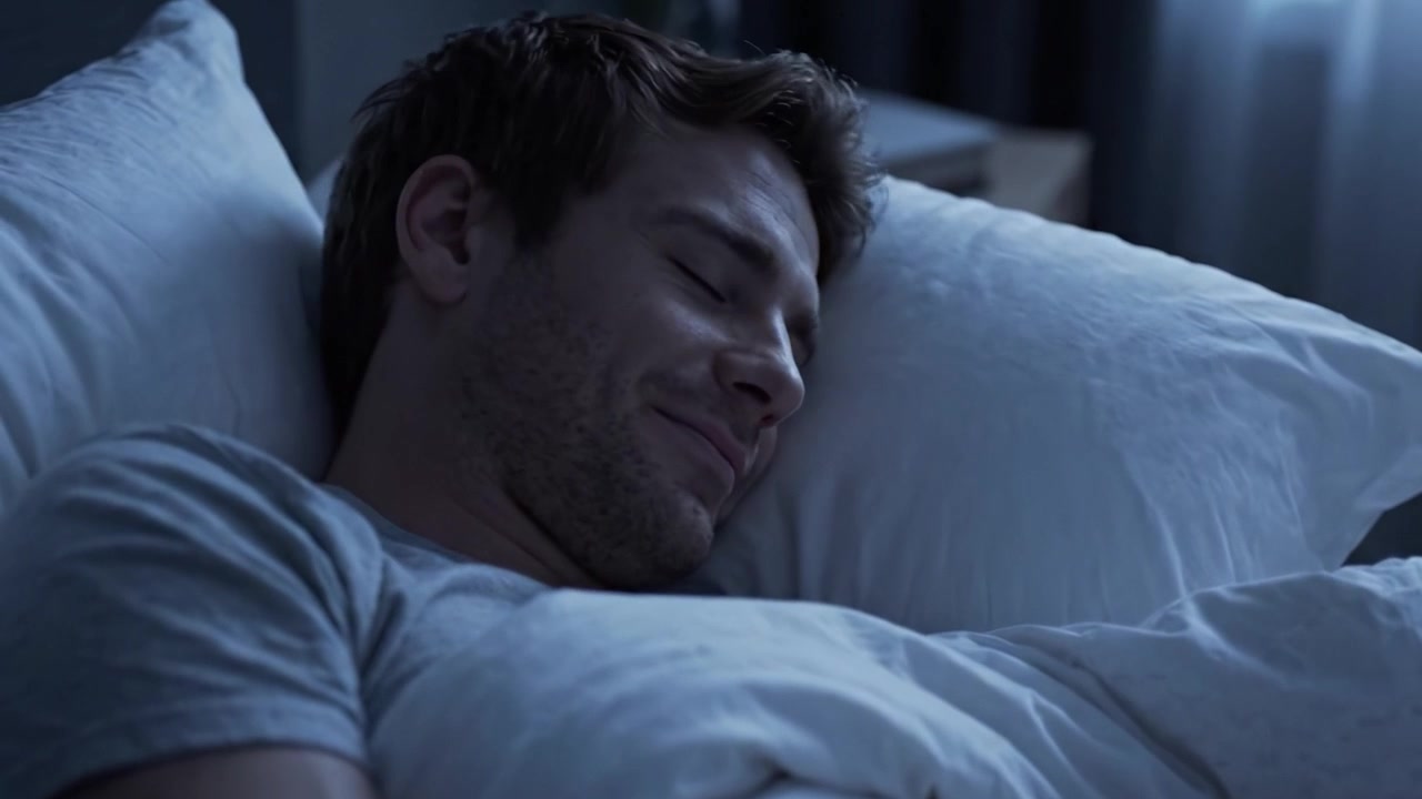 Un sonno notturno tranquillo: catturando la serenità di un sonno riposante nel comfort di morbidi cuscini e biancheria da letto accogliente.