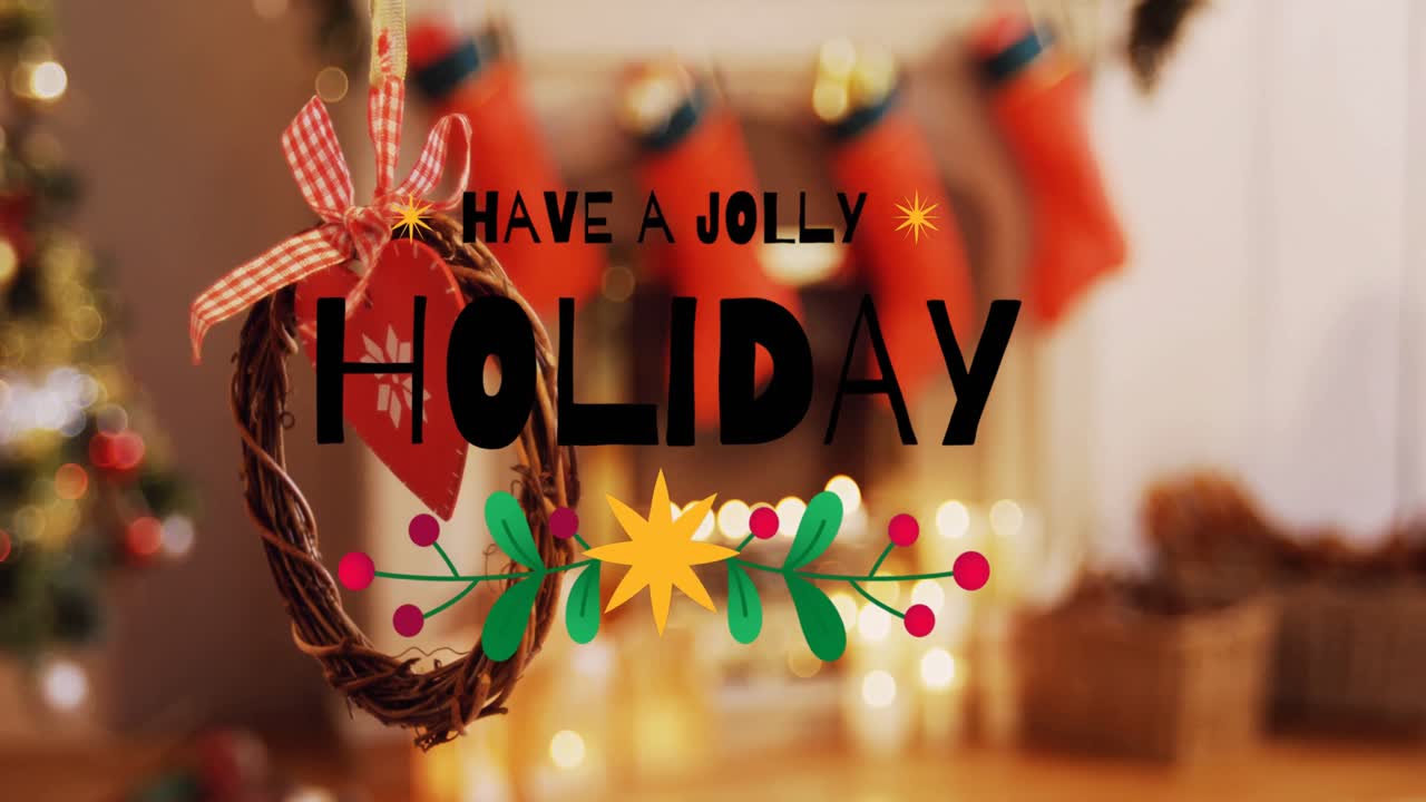 크리스마스 인사 의 애니메이션 장식 위 의 텍스트