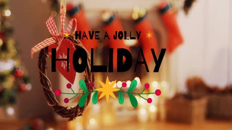 animation of christmas greetings text over decorations