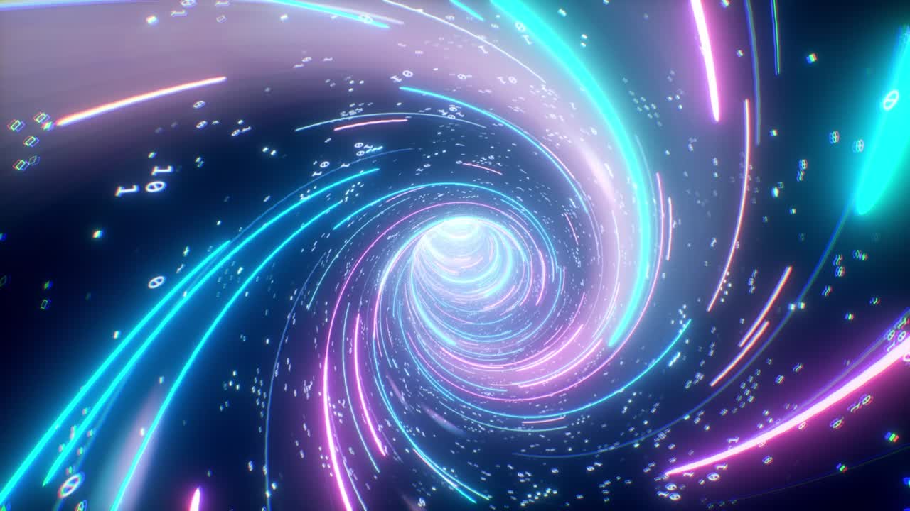 volando en un túnel digital en bucle sin costuras. fondo futurista con rayos de neón