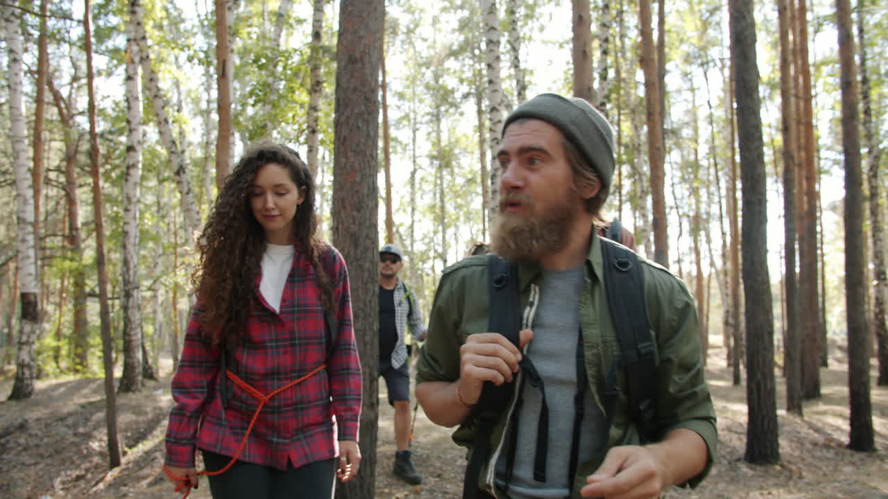 Friends Hiking in the Woods