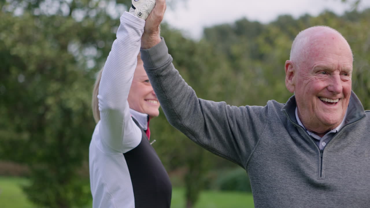 Golfers celebrating a good shot