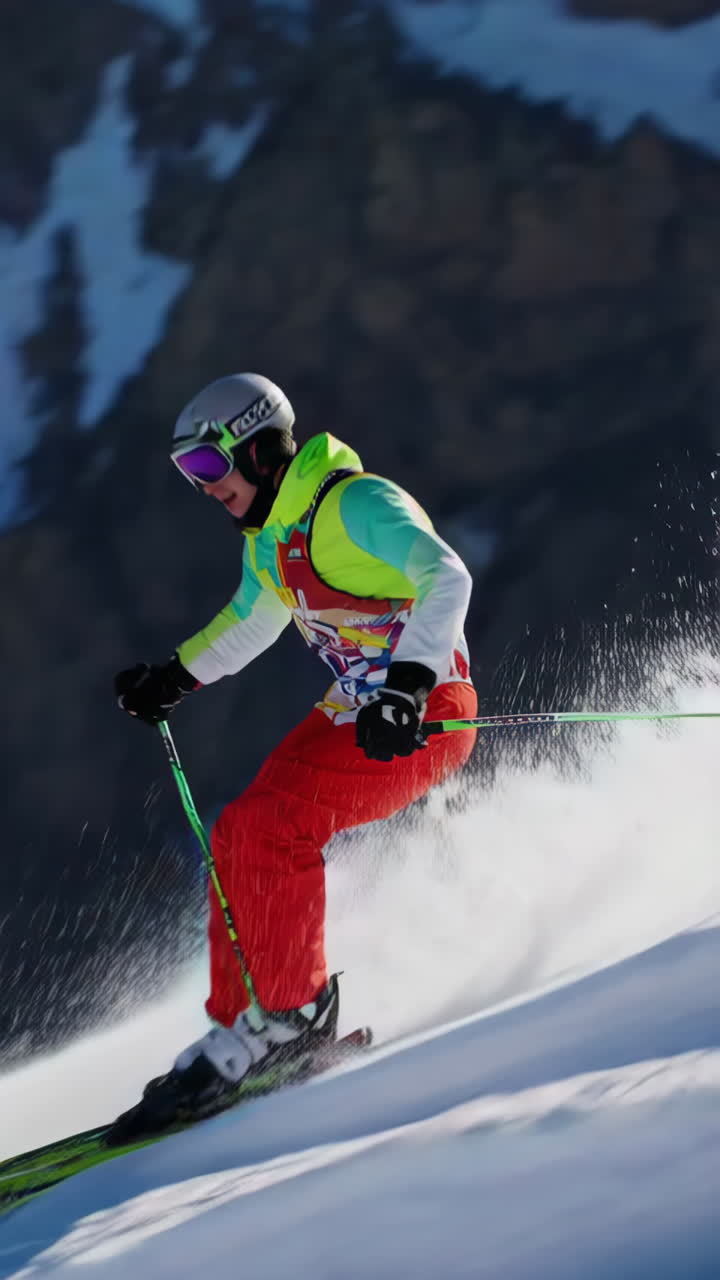 esquiador en una ladera de montaña nevada
