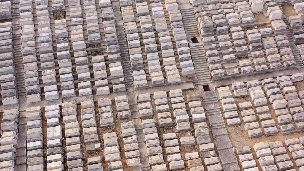 Aerial Footage Over Jewish Cemetery, Jerusalem