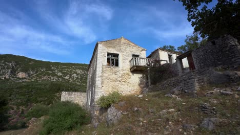 Abandoned-House-in-a-Balkan-Village-with-Stone-Homes,-Mass-Emigration-from-Homeland-Leading-to-Dilapidated-Dwellings