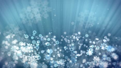 blue holiday rays with glittering star and snowflakes