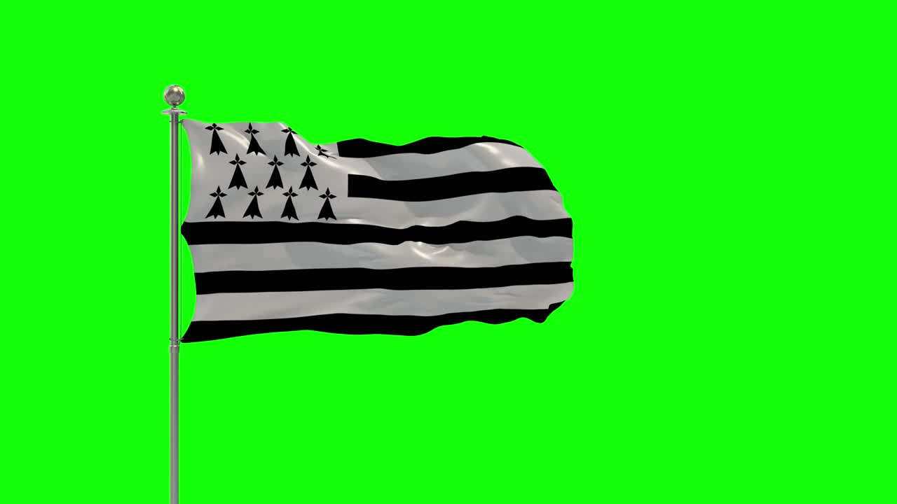 ilustración 3d de la bandera ondeando en un poste con una llave de croma