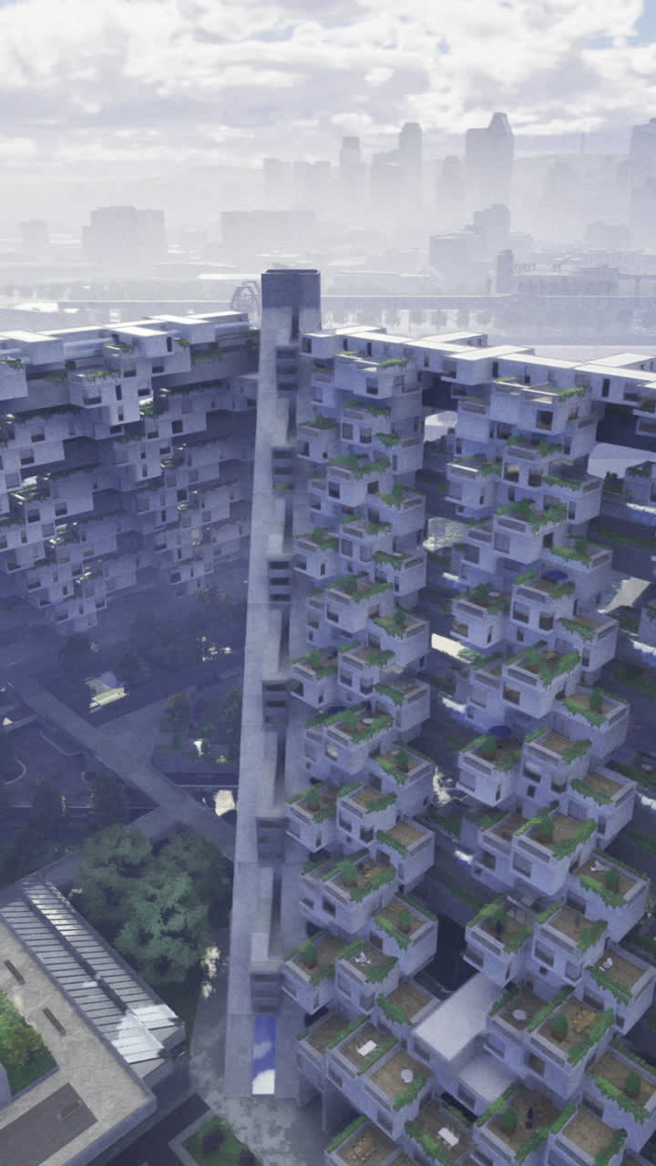 Innovative urban architecture design showcases green living spaces in cityscape