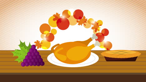 happy thanksgiving celebration with turkey cooking