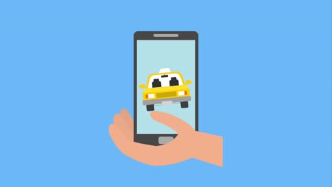 aplicación móvil de ubicación de taxi en la mano