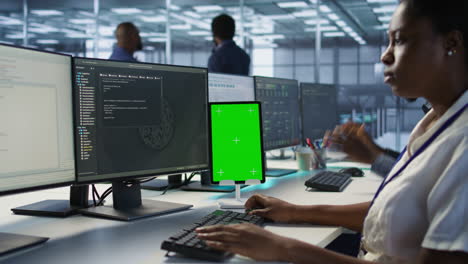 diverse team working in a modern data center