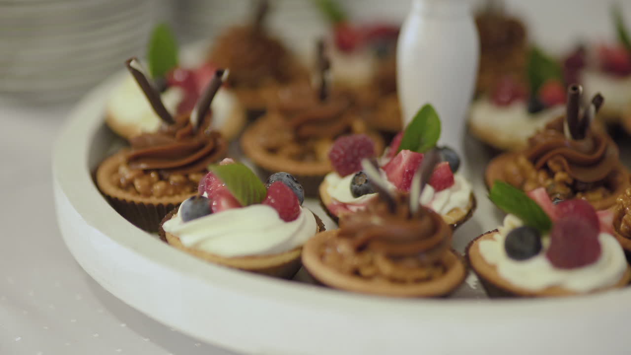 Sweet Desserts Cupcakes With Fresh Fruits