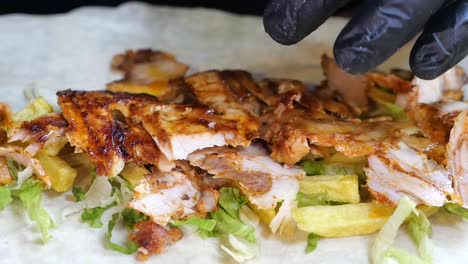chicken shawarma wrap preparation