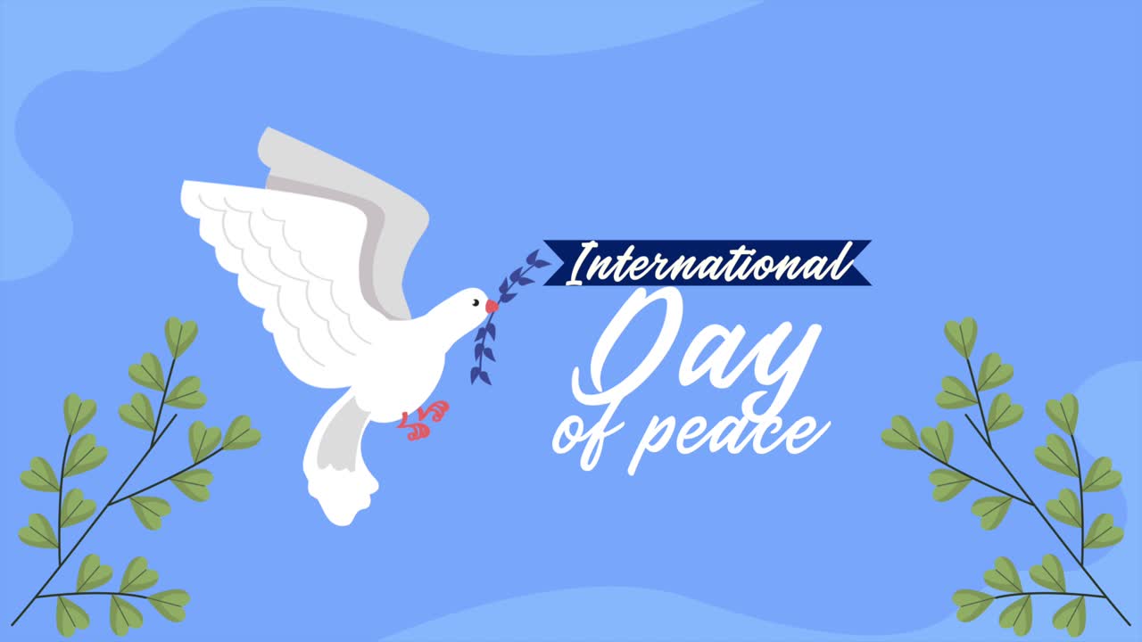 international day of peace lettering with dove