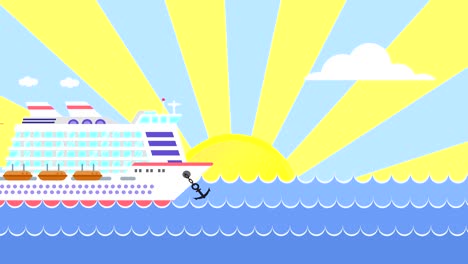 looping animation with a cruise ship on the sea