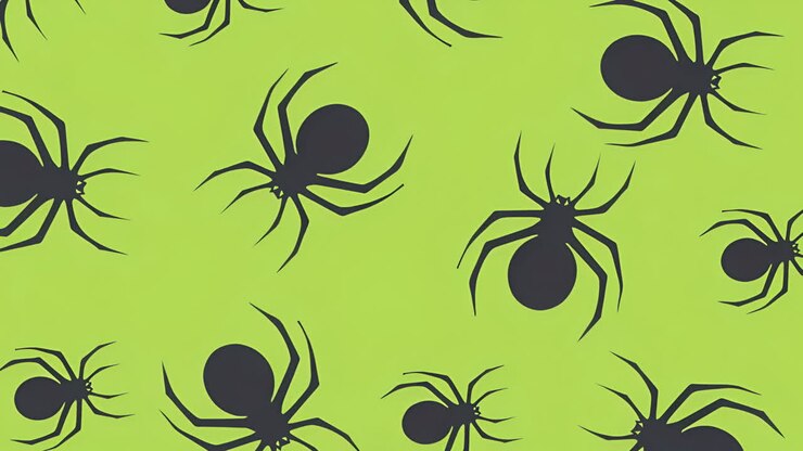 Spooky Spider Pattern on Green Background