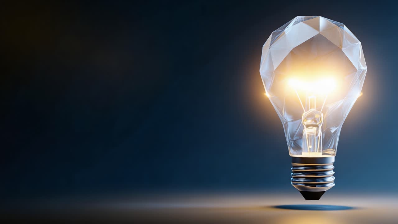 Affascinante lampadina di cristallo che brilla in un ambiente buio, mostrando design moderno ed estetica innovativa, perfetta per arredamento contemporaneo e concetti di illuminazione.