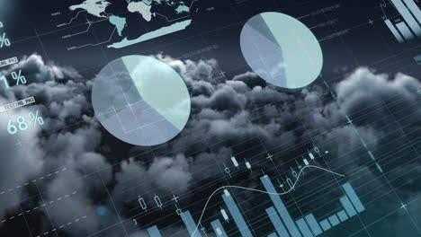 animación del procesamiento de datos financieros a través de nubes