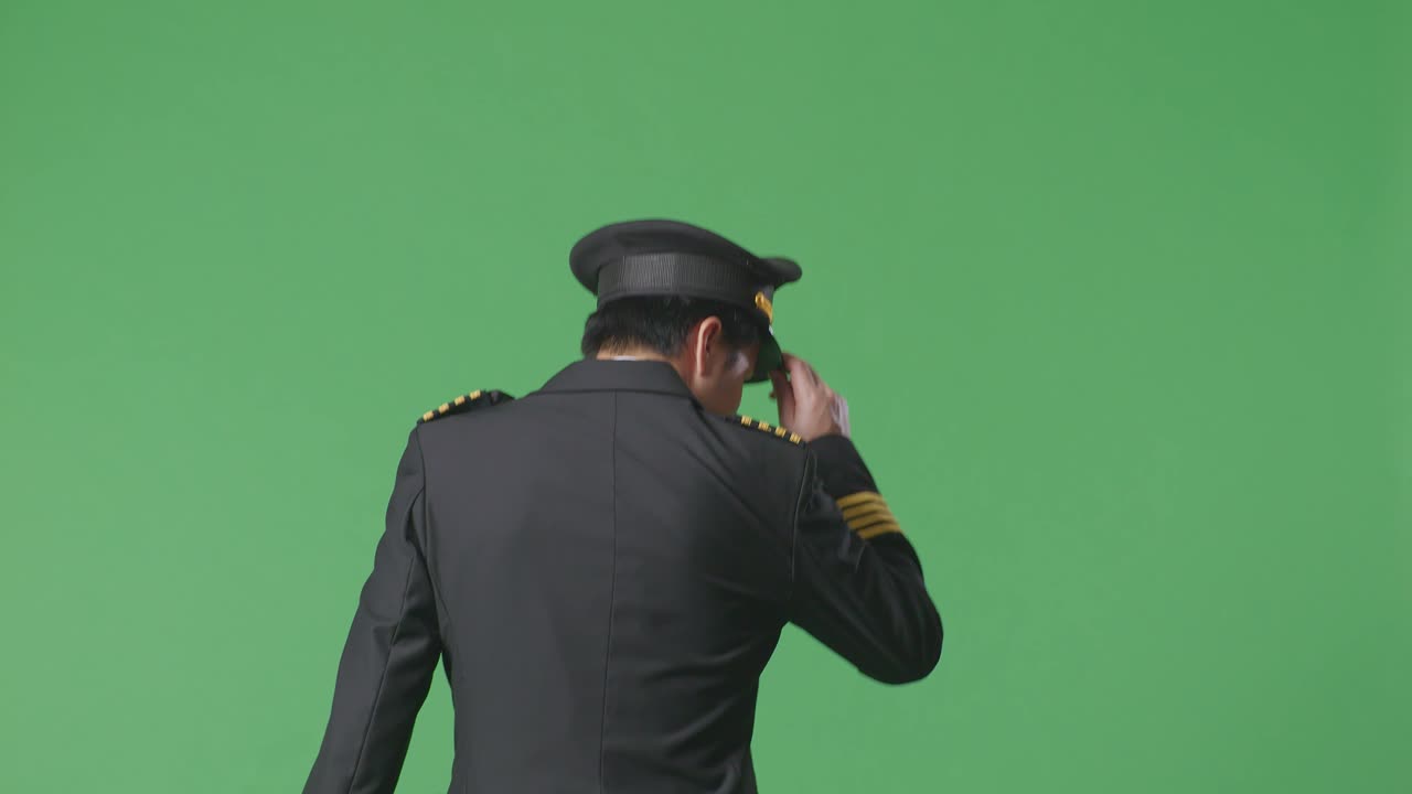 vista trasera del piloto en la pantalla verde