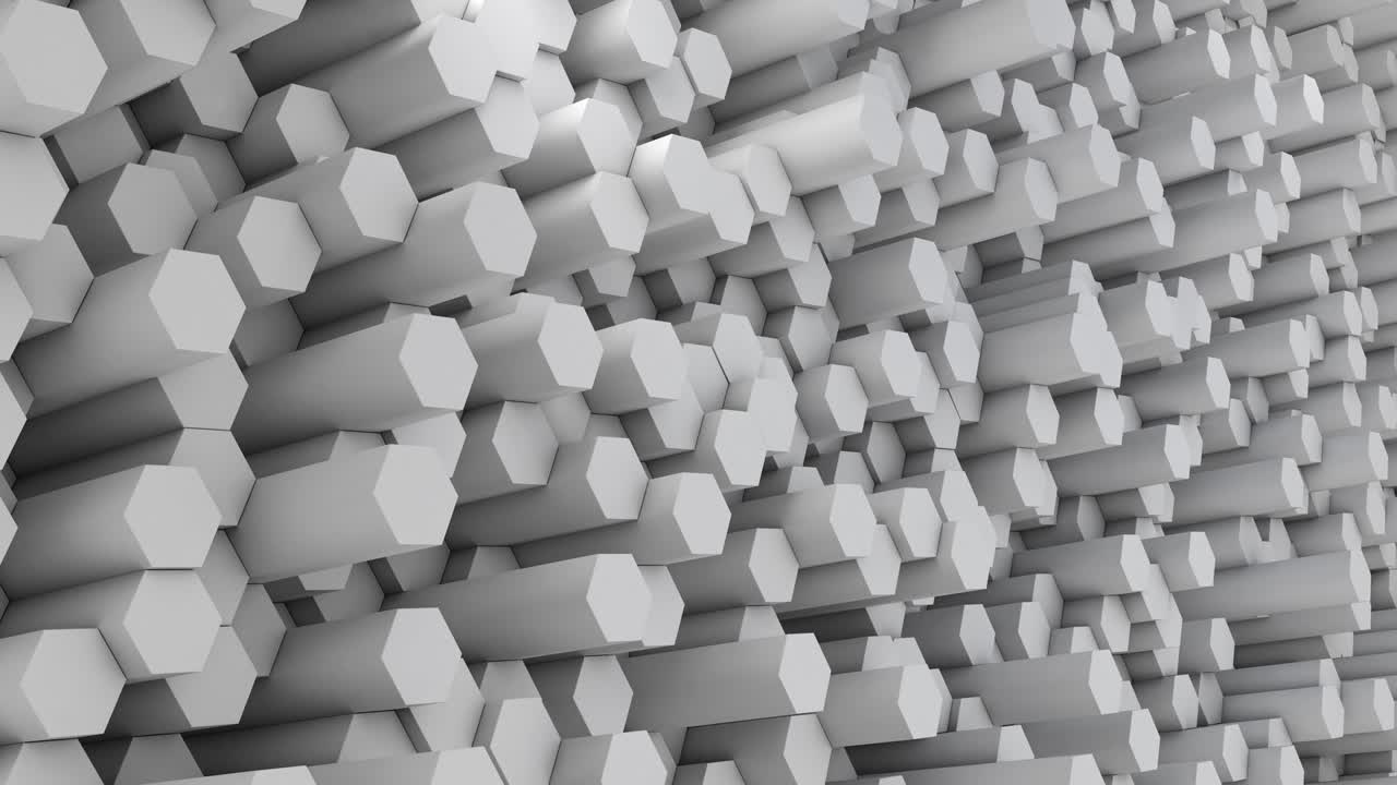 tubos hexagonales monocromáticos abstractos con bucle de fondo oscilante