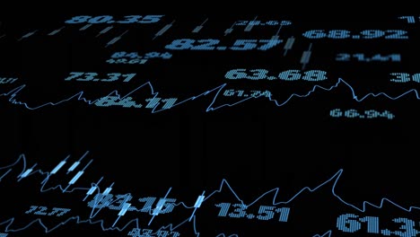 animation of financial data processing with numbers over black background